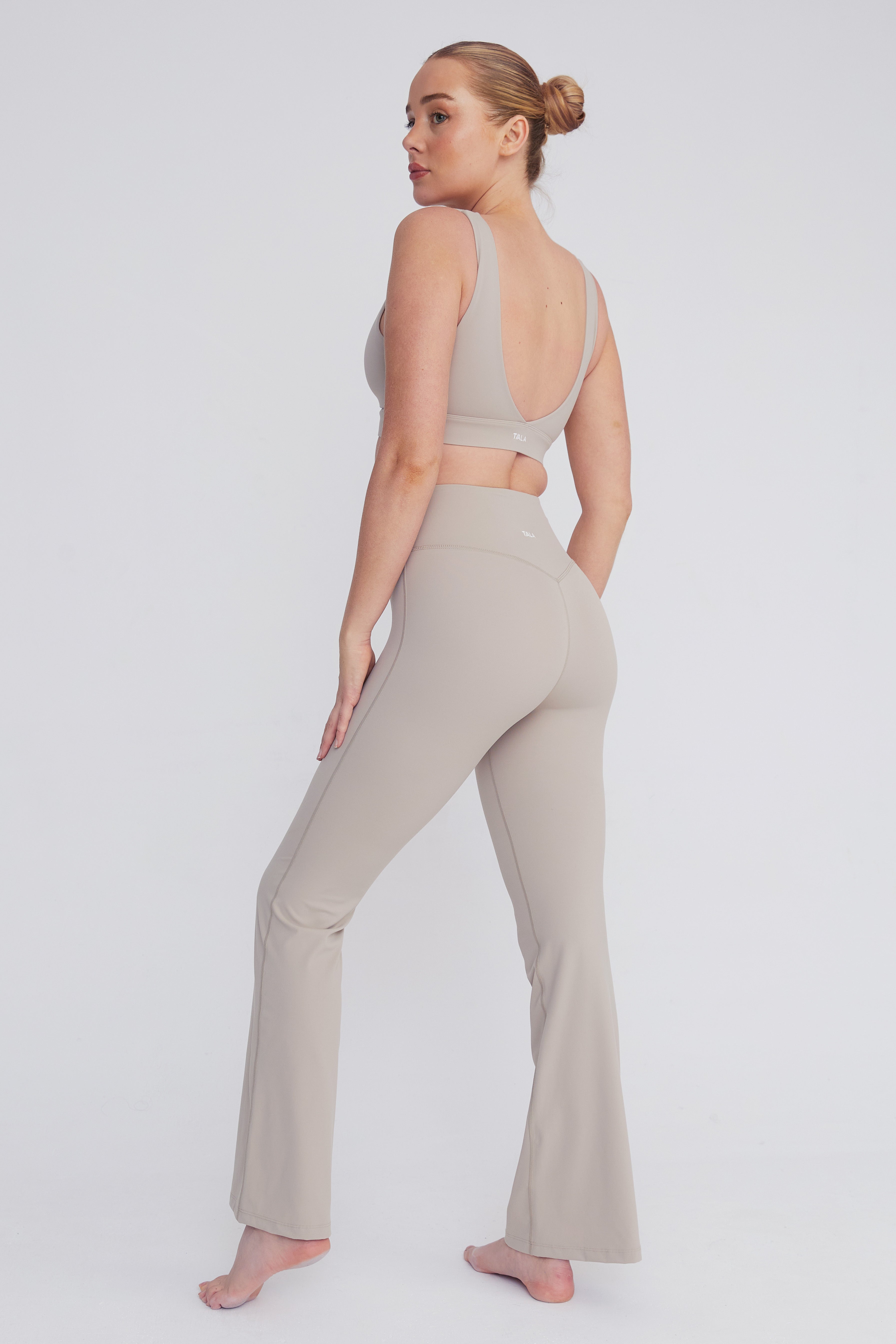 DAYFLEX WRAP HIGH WAISTED FLARED YOGA PANT - LATTE – TALA