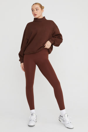 OFF DUTY MOCK NECK CLUB SWEATSHIRT - WALNUT