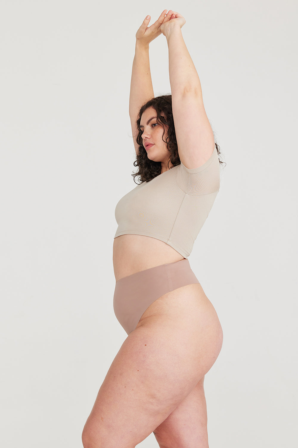 Exact Fit Power Mesh Shapewear Thong - Mocha