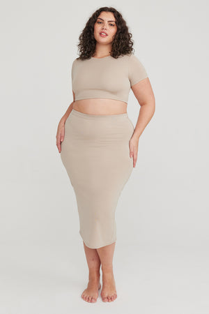 365 BODYCON MIDI SKIRT - SAND