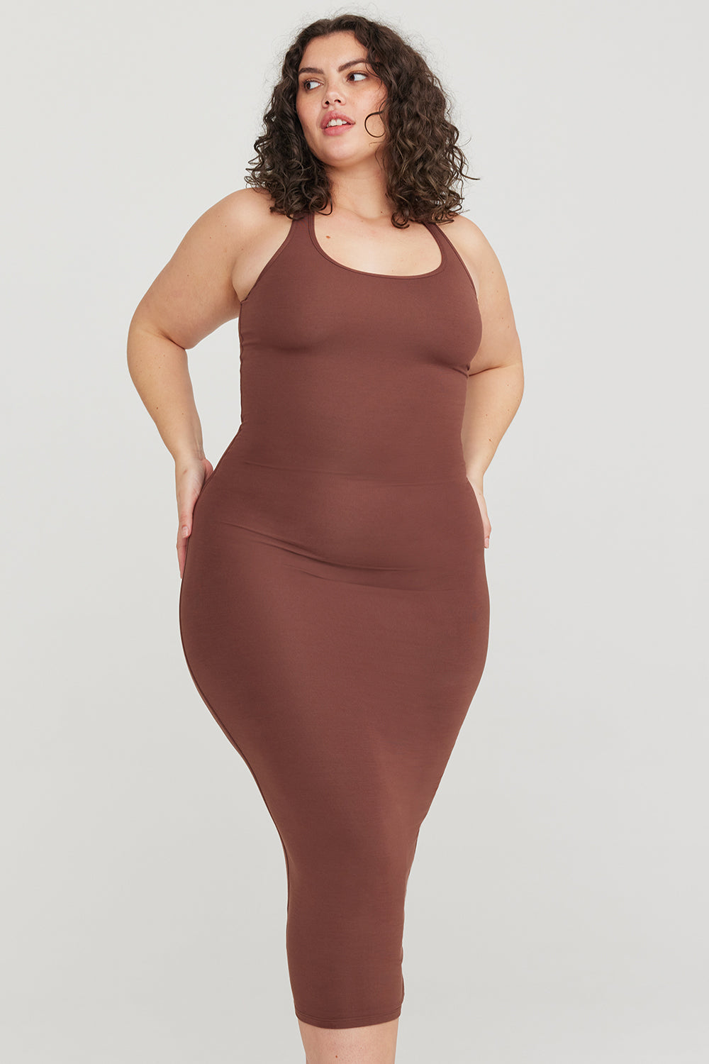 365 Racerback Bodycon Maxi Dress - Chocolate