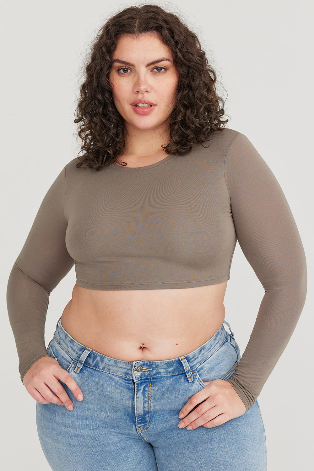 365 LONG SLEEVE CROP TOP - VINTAGE KHAKI – TALA