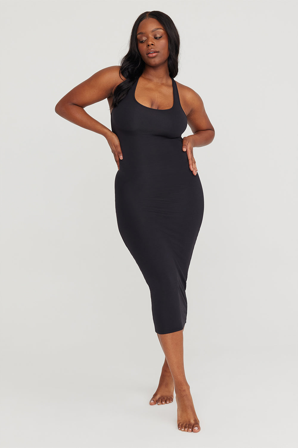 365 Racerback Bodycon Maxi Dress - Shadow Black