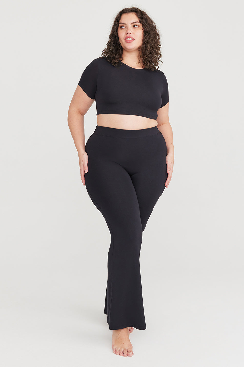 Plus Size High Waisted Flared Pants