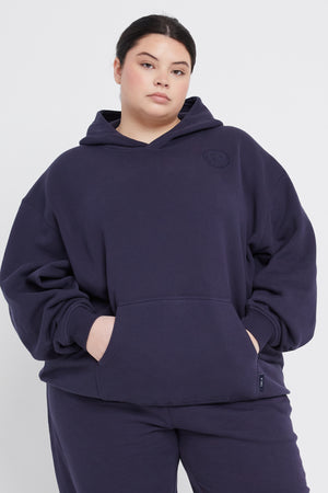 CLUB OVERSIZED HOODIE WITH EMBROIDERED LOGO - NAVY