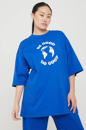 DISRUPTOR OVERSIZED GRAPHIC T-SHIRT- COBALT BLUE