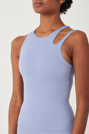 SkinLuxe Built-In Support Cut Out Shoulder Vest - Cornflower Blue