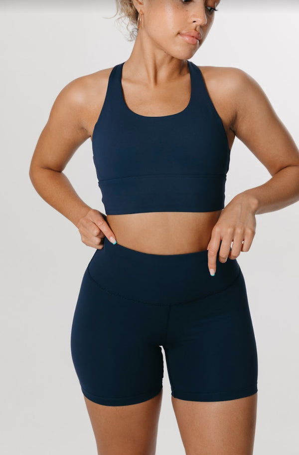 SKINLUXE HIGH WAISTED CYCLING SHORTS - NAVY