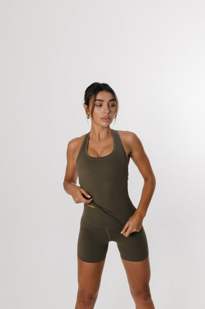SKINLUXE BUILT-IN SUPPORT RACERBACK VEST - KHAKI