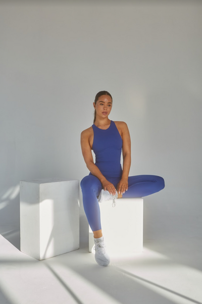 SKINLUXE BUILT-IN SUPPORT HIGH NECK VEST - COBALT BLUE