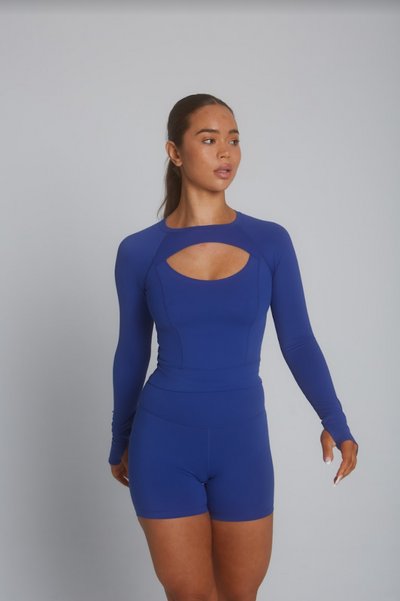 SKINLUXE CUT OUT LONG SLEEVE TOP - COBALT BLUE