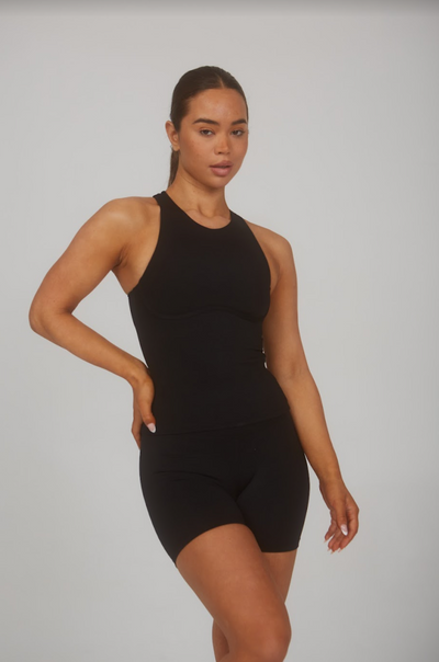 SKINLUXE BUILT-IN SUPPORT HIGH NECK VEST - SHADOW BLACK