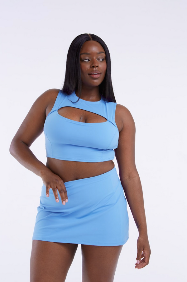 SKINLUXE BUILT-IN SUPPORT CROP CUT OUT VEST - PROVENCE BLUE