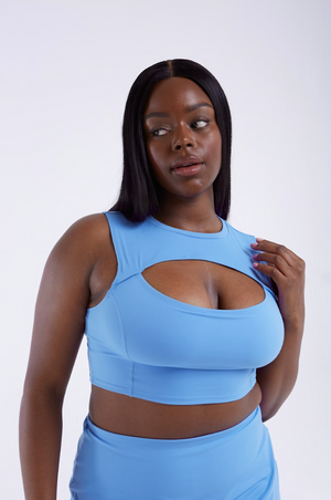 SKINLUXE BUILT-IN SUPPORT CROP CUT OUT VEST - PROVENCE BLUE