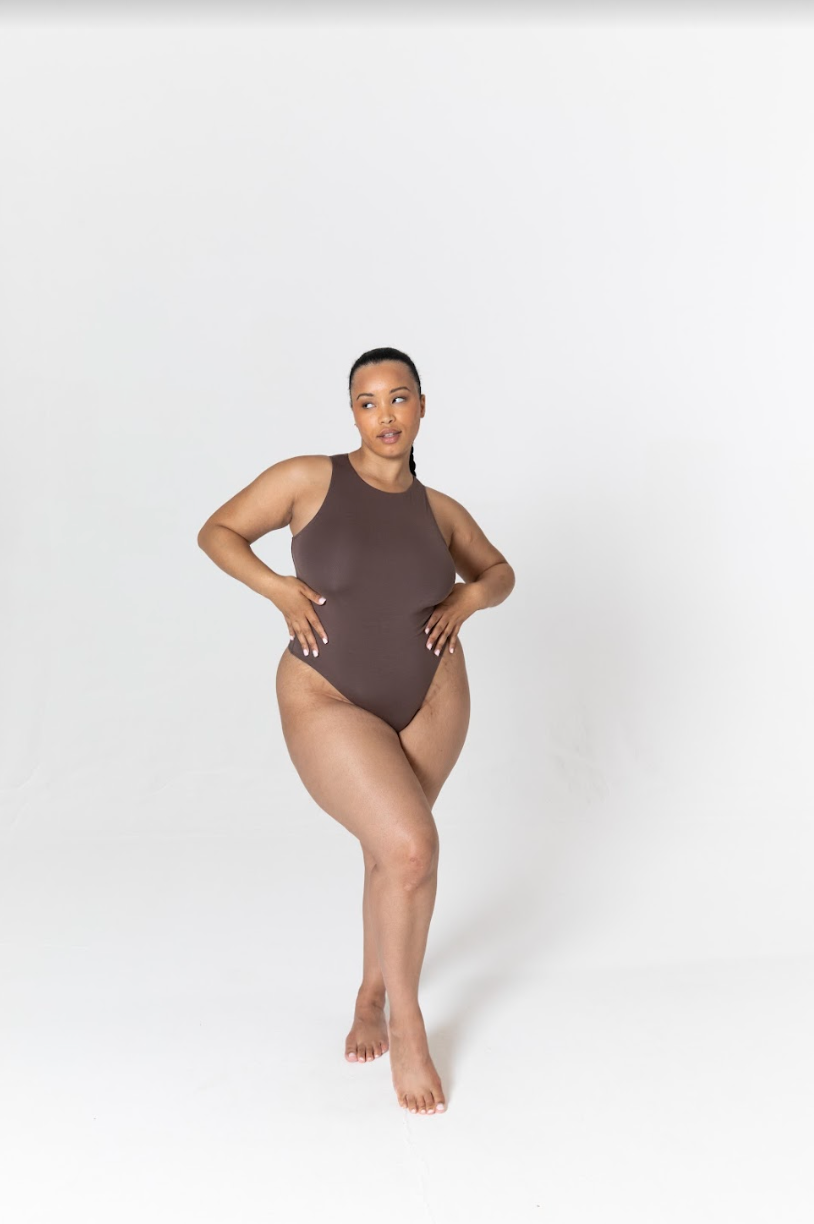 365 High Neck Sleeveless Bodysuit - Mocha