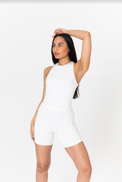 365 RACERBACK HIGH NECK VEST - COCONUT MILK