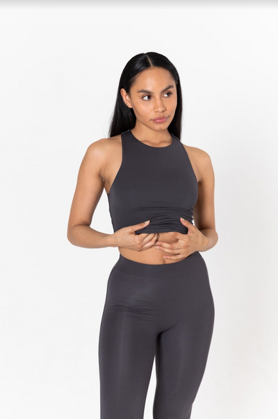 365 RACERBACK HIGH NECK VEST - OYSTER BLACK