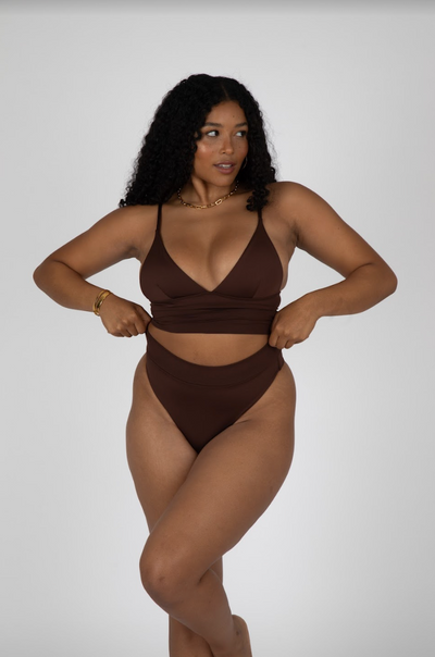 SANTORINI TRIANGLE BIKINI TOP - COCOA BROWN