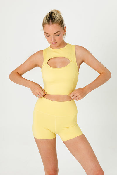 SKINLUXE BUILT-IN SUPPORT CROP CUT OUT VEST - BUTTER YELLOW