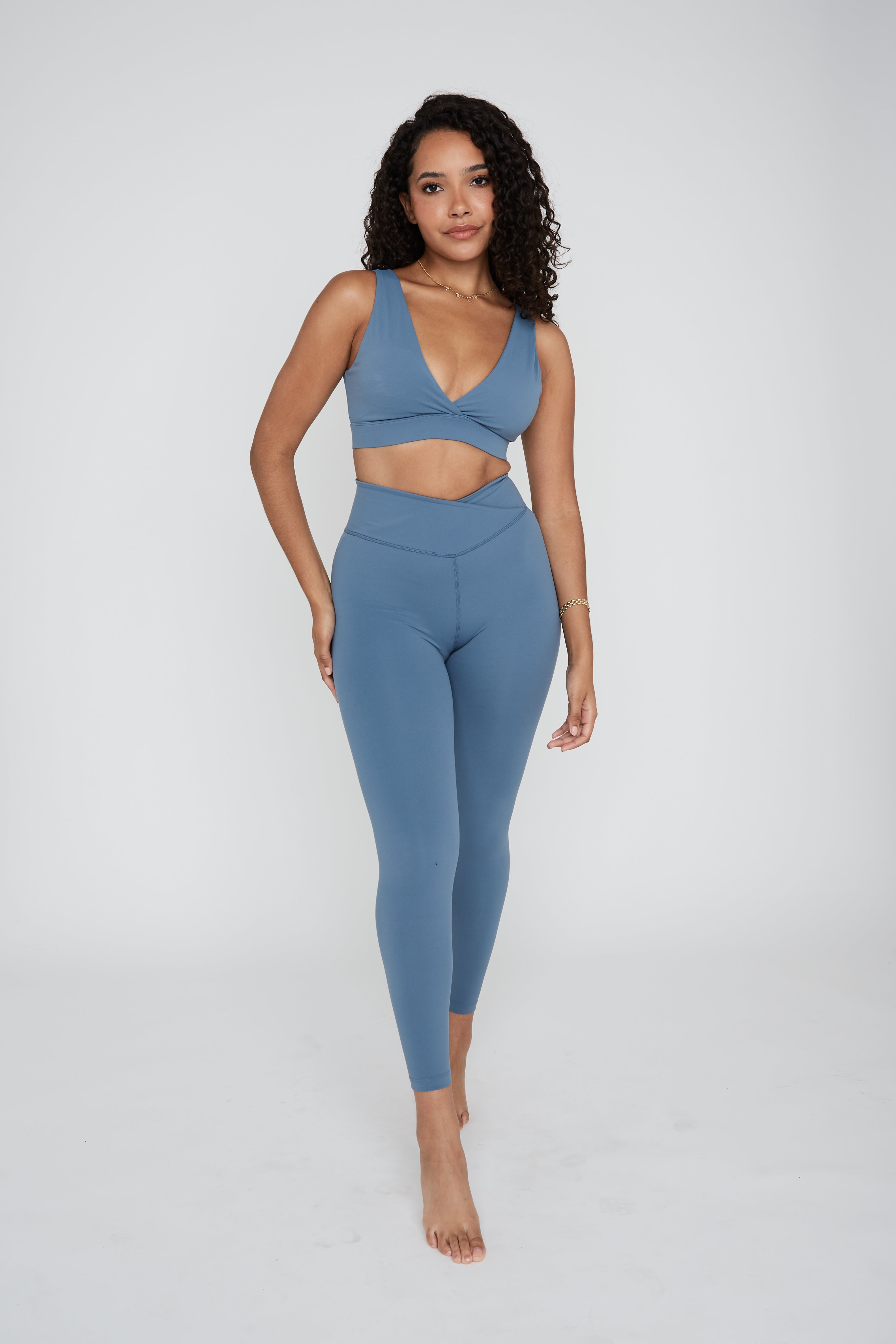 DayFlex Wrap High Waisted Leggings - Mineral Blue