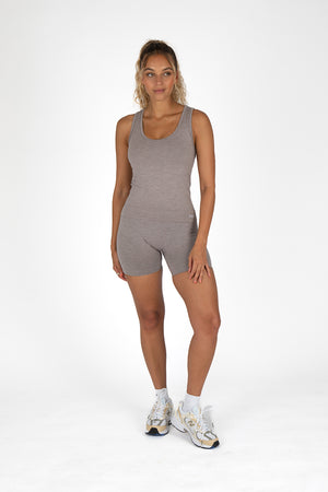 SCULPT SEAMLESS RACERBACK VEST - TAUPE MARL