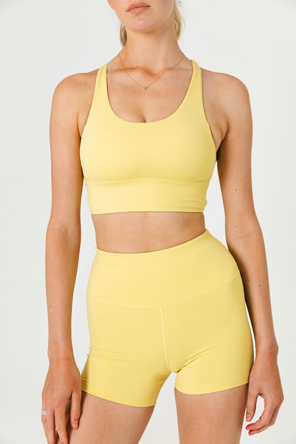 SKINLUXE HIGH WAISTED TRAINING SHORTS - BUTTER YELLOW