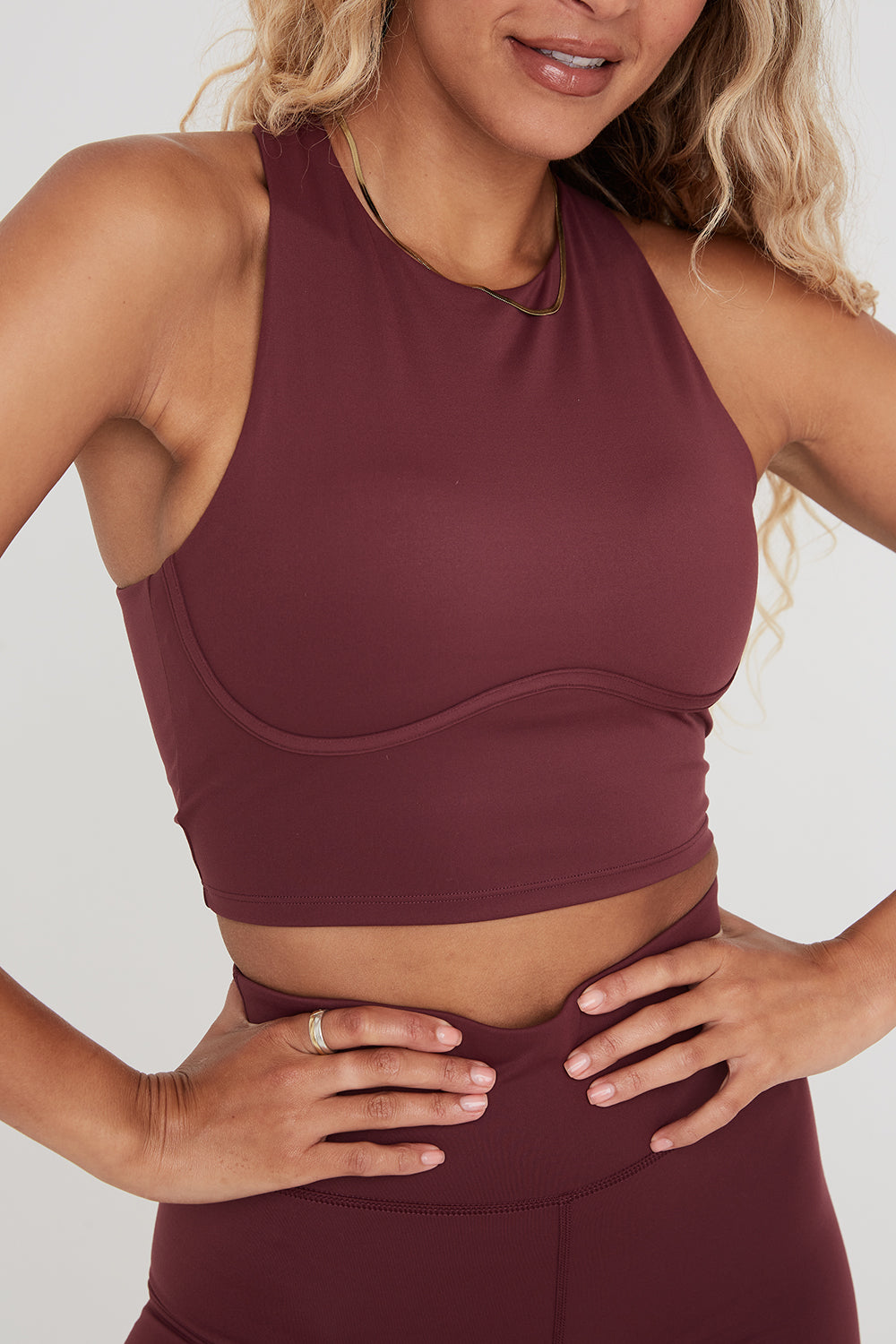 SkinLuxe High Neck Sports Bra - Dark Cherry