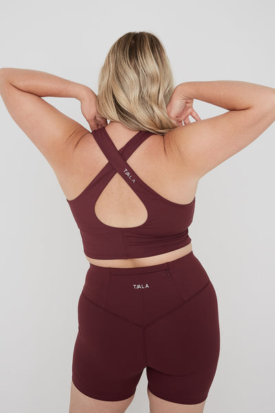 SKINLUXE HIGH NECK CROSS BACK BRA - DARK CHERRY