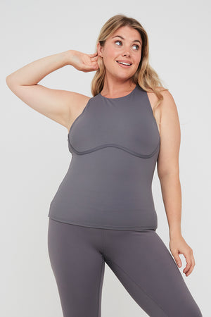 SKINLUXE BUILT-IN SUPPORT HIGH NECK VEST - TORNADA GREY
