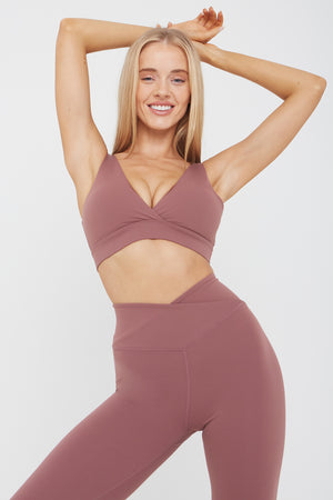 DAYFLEX V NECK SPORTS BRA - DESERT ROSE