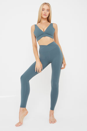 DAYFLEX WRAP HIGH WAISTED LEGGING - LAKE GREEN